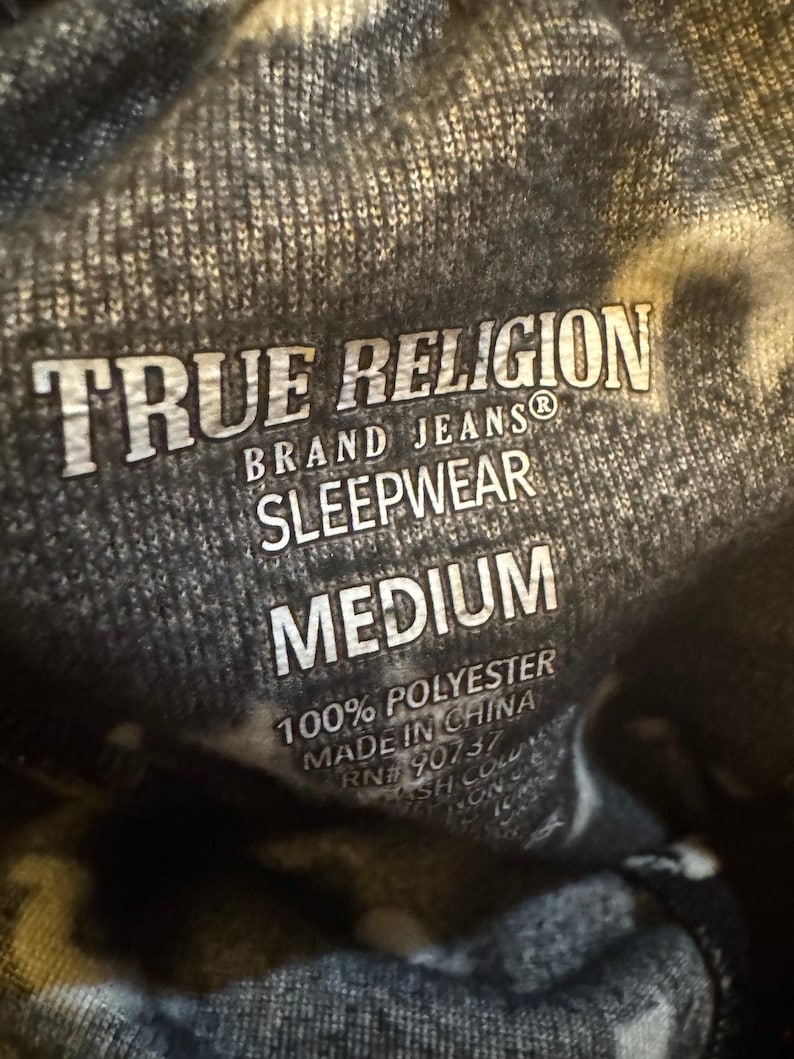 True Religion Loungewear Pants Men Size M Black Fleece Pajama Bottoms image 5