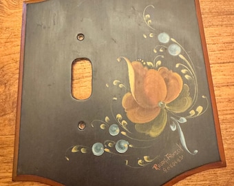 Vintage Wood Hand Painted light switch Cover Flowers Floral Cottage Core