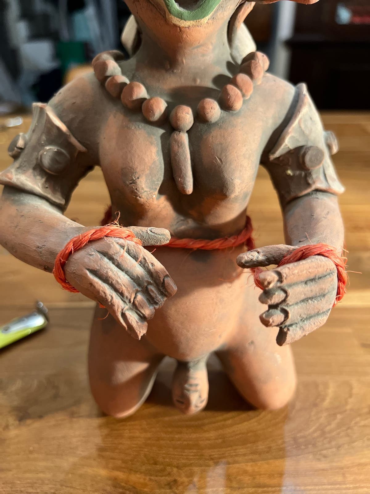 マヤ・アステカの座る神テラコッタ粘土彫刻像 古代文化 陶器製人形 ミラーベアラー彫刻 Mirror-Bearer】メキシコ‐マヤ文明 彫刻・オブジェ