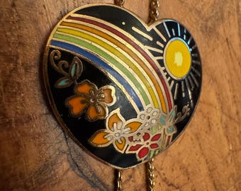 Vintage-bunte BOLO Krawatte mit blauem Herz