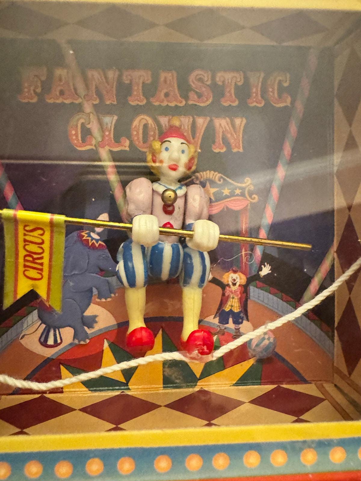 mimi the clown /シルクスクリーン RARE Vintage 1977 Koji Murai Circus Dancing Clown Wind Up