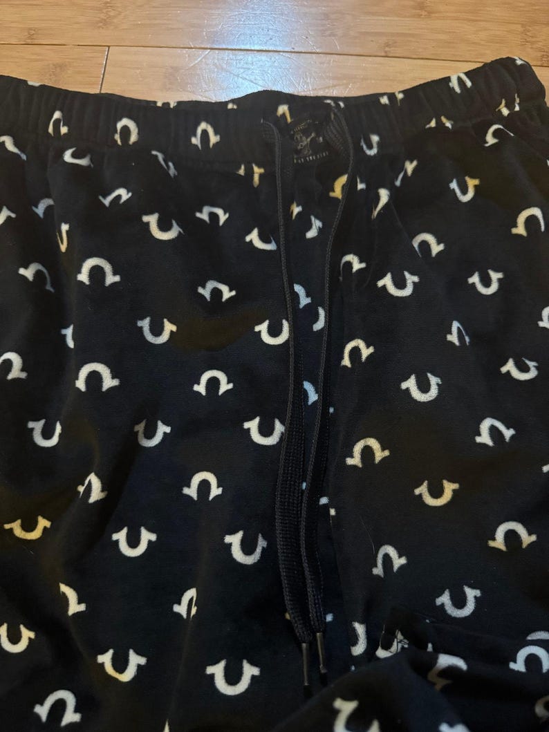 True Religion Loungewear Pants Men Size M Black Fleece Pajama Bottoms image 3