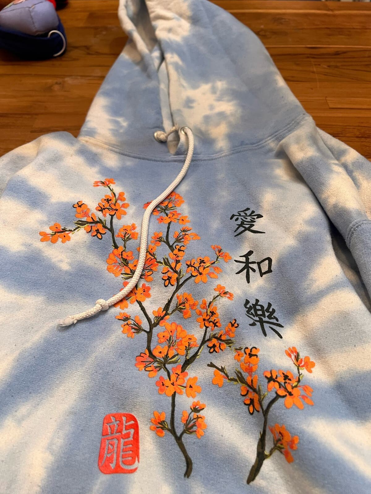 HOODIE Unisex Cherry Blossom Tie dyed artist Union Clothing Com Blue Sz M Etsy