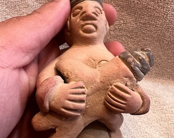 Vtg Aardewerk Zogende Moeder Baby Standbeeld Terracotta Mexicaans?