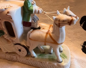 Vintage Horse and Carriage Porcelain Figurine With Lady