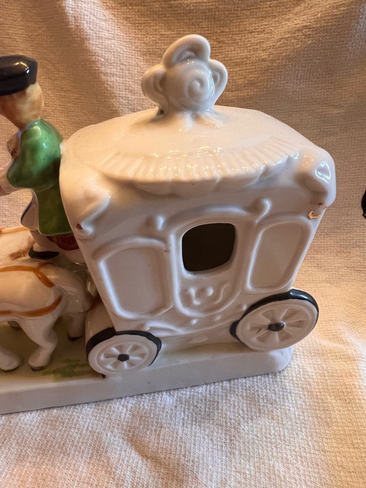 Vintage Horse and Carriage Porcelain Figurine With Lady Passenger