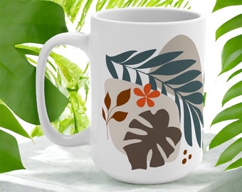 Artistic Foliage Mug - spring time plant mug- mother day gardener gift