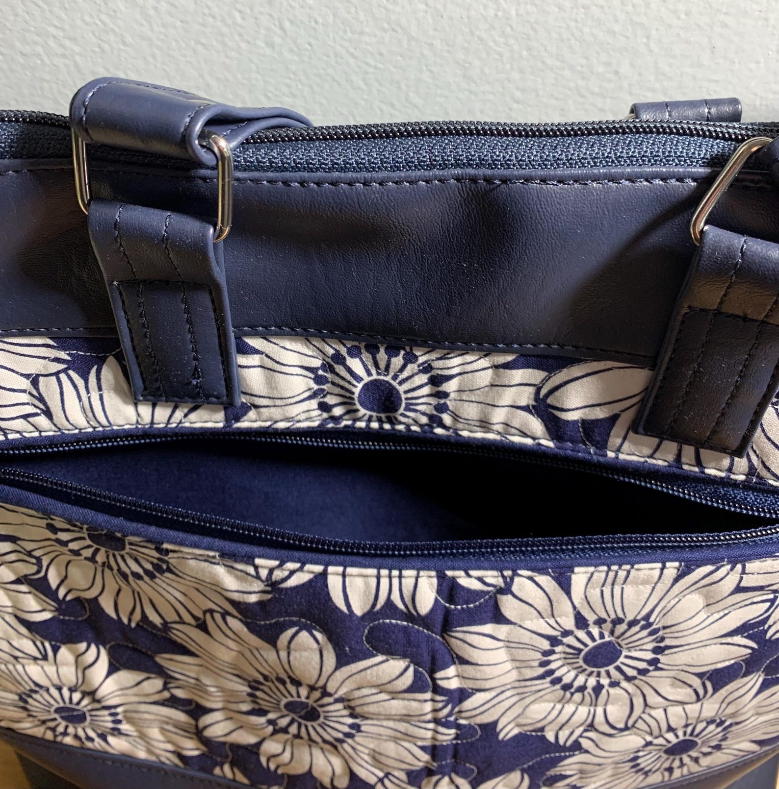 Aleana Navy Quilted Tote Bag