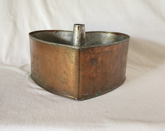SELTEN!!! Vintage Kupfer herzförmige Kupfer Engel Lebensmittel Kuchen Tube Pan