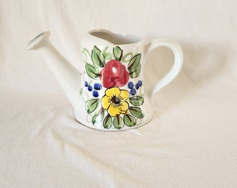 Vintage Ceramic Watering Can/Planter Hand-painted in Italy for FTD