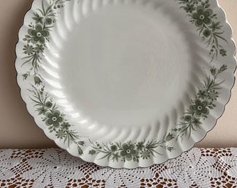 Vintage Johnson Bros “Snowhite Regency” Oval Serving Platter – Green Floral Ironstone England