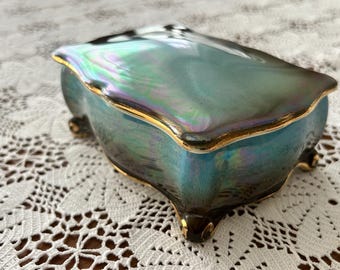 Royal Winton Lustreware Candy Box – Iridescent English Porcelain Trinket Dish