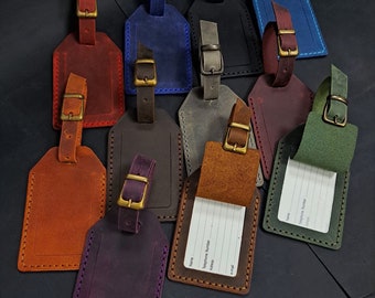 Handmade Genuine Leather Luggage Tags - Personalize Your Travel in Style!