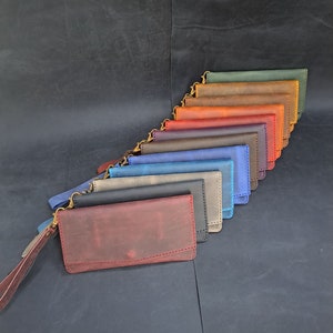 Carteras de mujer de cuero genuino hechas a mano con correa para la muñeca: ¡varios colores disponibles!