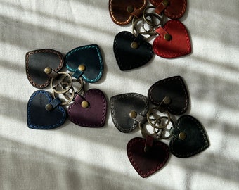 Handmade Heart-Shaped Genuine Leather Keychains - Personalized Option Available!