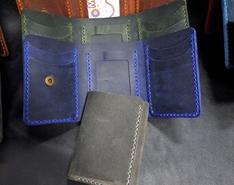 Stylish and Functional Handmade Genuine Leather Men's Wallet - 8cm*10.5cm (No Zipper)