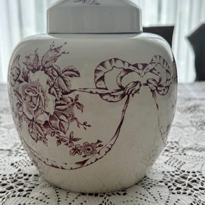Vintage James Kent Girlande Ingwer Glas, rosa Transferware Chintz Keramik Lagerung (15 cm)