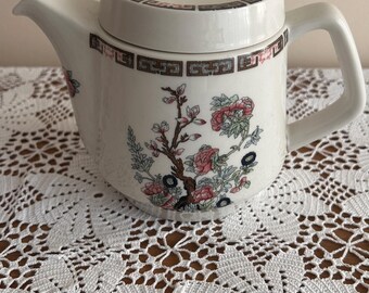 Vintage Wood & Sons Teapot - English Hotelware - Oriental Blossom Square Teapot - Chinoiserie Design