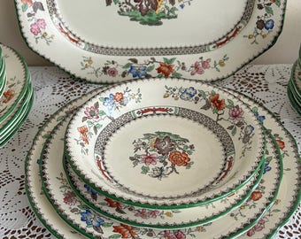 Vintage 24-Piece Copeland Spode "Chinese Rose" Dinner Service Set - 1930s-50s English Ironstone