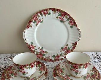 Royal Stafford Olde English Garden Tea Set – Pink Roses Bone China (7 Pieces)