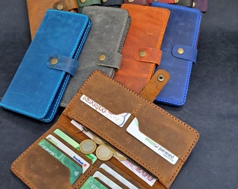 Stylish and Practical Genuine Cowhide Leather Handmade Wallet - 3 Colors (10cm*20cm)