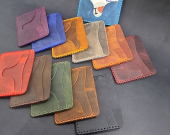 Handmade Minimalist Cross-Stitched Genuine Leather Cardholders - Various Colors Available!