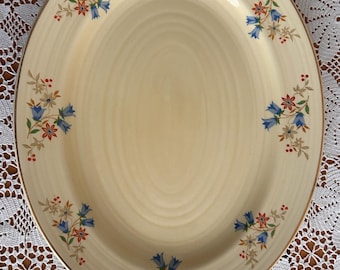 Vintage Royal Staffordshire Serving Platter – Hand-Painted Floral, Gold Trim