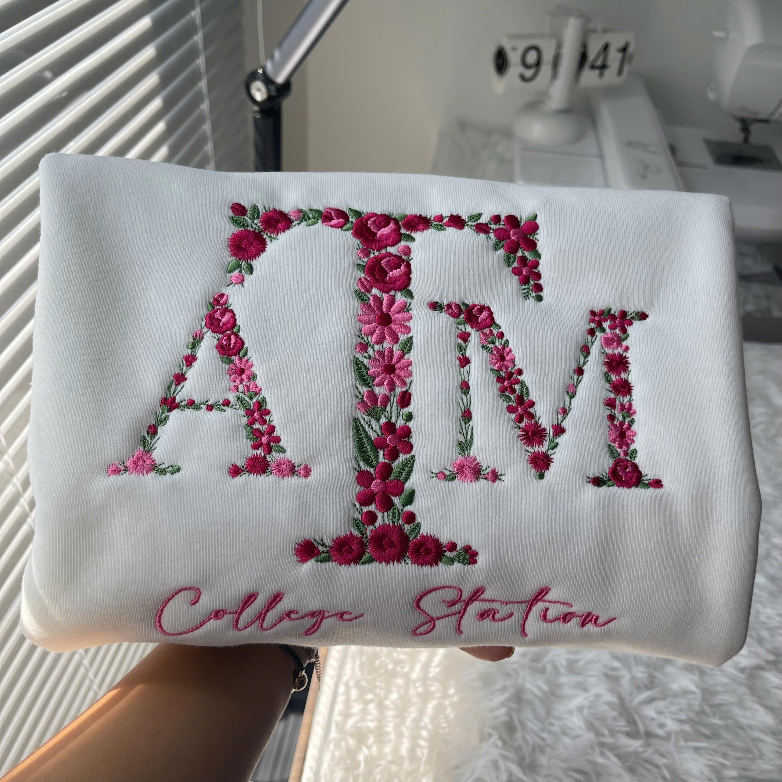 Custom Floral Embroidery Sweatshirt – College Station Embroidered ...