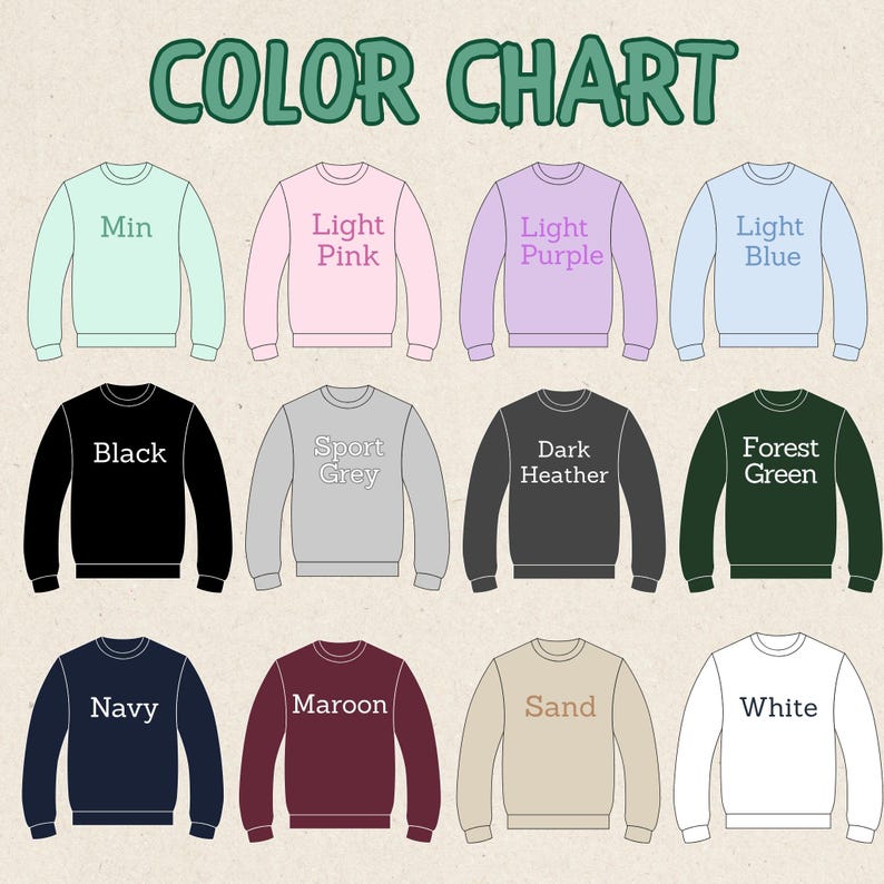 Pu&ograve; includere: Una tabella colori che mostra vari colori di felpe. La tabella include colori come menta, rosa chiaro, lilla chiaro, azzurro, nero, grigio sport, grigio scuro, verde foresta, blu navy, bordeaux, sabbia e bianco. Il testo "TABELLA COLORI" &egrave; in alto.