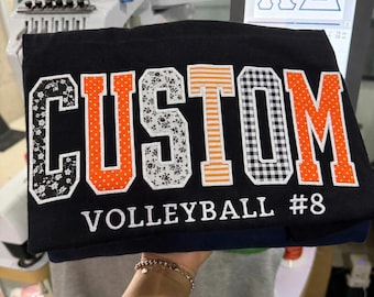 Custom College Applique Sweatshirt, Personalized School Team Crewneck, Patchwork Embroidered Varsity Sweatshirt Gift