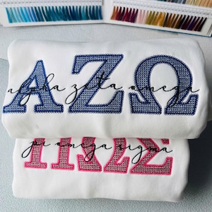 Custom Sorority Embroidered Sweatshirt – Greek Letters Crewneck – Personalized Sorority Gift –Greek Life Apparel
