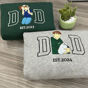 Custom Dad Hoodie, Embroidered Dad Portrait Sweatshirt From Picture, Embroidery Photo, Personalized Portrait Shirt, Unique Fathers Day Gifts