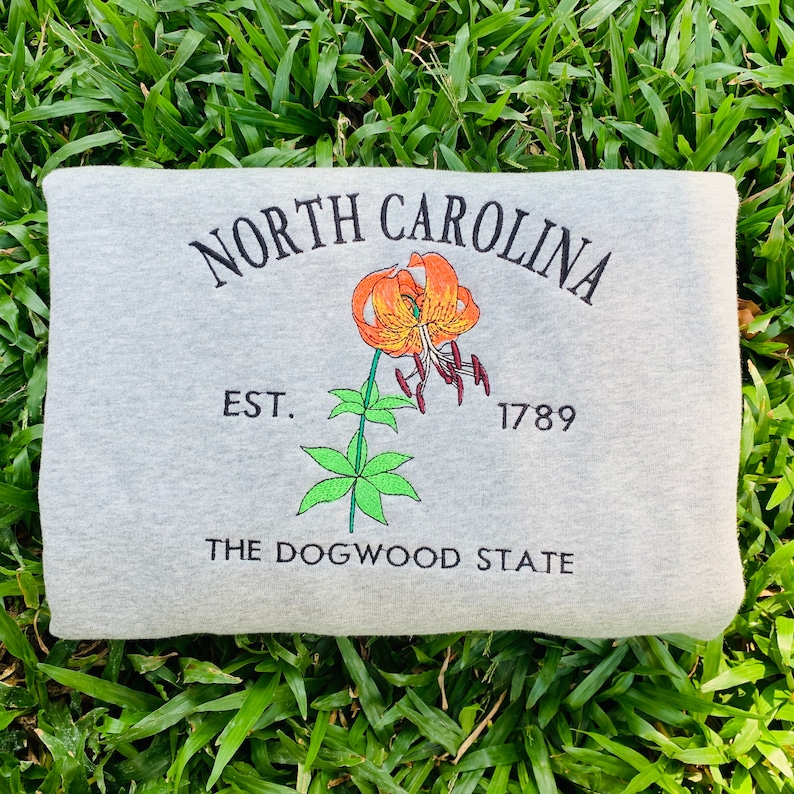 Embroidered North Carolina Dogwood State Sweatshirt Custom US State ...