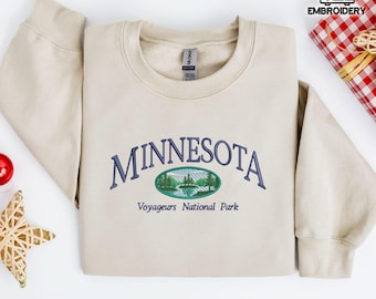 Minnesota Embroidered Sweatshirt – Voyageurs National Park Pullover – Midwest Nature Lover Gift