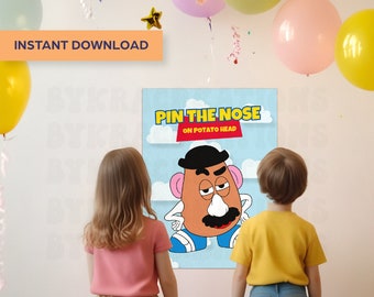 Recuerdos de fiesta de Toy Story imprimibles Cumpleaños de Toy Story Artículos para fiestas de Toy Story Juegos de cumpleaños para niños Ponle la nariz al Sr. Cara de Papa Toy Story