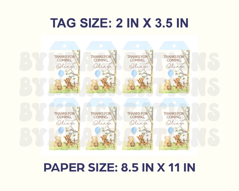 Classic Winnie the Pooh Tags Template Editable Birthday Tags Printable ...