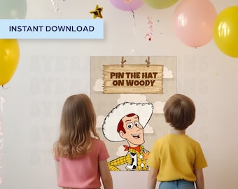 Printable Toy Story Party Favors Toy Story Birthday Toy Story Party Supplies Kids Birthday Games Pin The Hat on Woody Toy Story Party Games