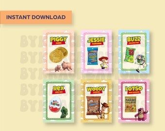 Favores de fiesta de Toy Story imprimibles Cumpleaños de Toy Story Suministros para la fiesta de Toy Story Decoraciones de cumpleaños para niños Woody Buzz Jessie Rex Mr. Potato Head