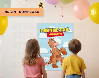 Printable Toy Story Party Favors Toy Story Birthday Toy Story Party Supplies Kids Birthday Games Pin The Tail on Bullseye Toy Story Favors