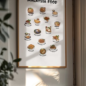 Malaysisches Essen Poster | Köstliche Küche Wandkunst | Tolles Geschenk für Hobbyköche & Foodies | Malaiische Sedap Reisedekoration |Fernost Wandkunst