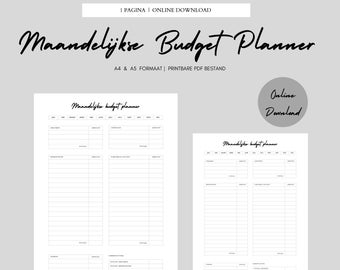 Maandelijkse Budget Planner | Nederlands | Online Download