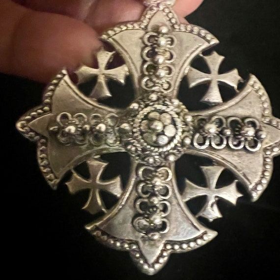 Stunning VTG Jerusalem Cross 900 Sterling Silver P