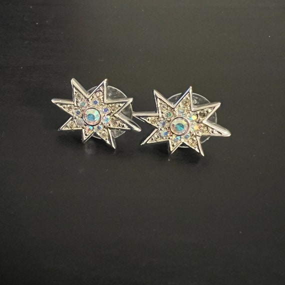 Signed Christian Dior Silver earrings with Aurora 