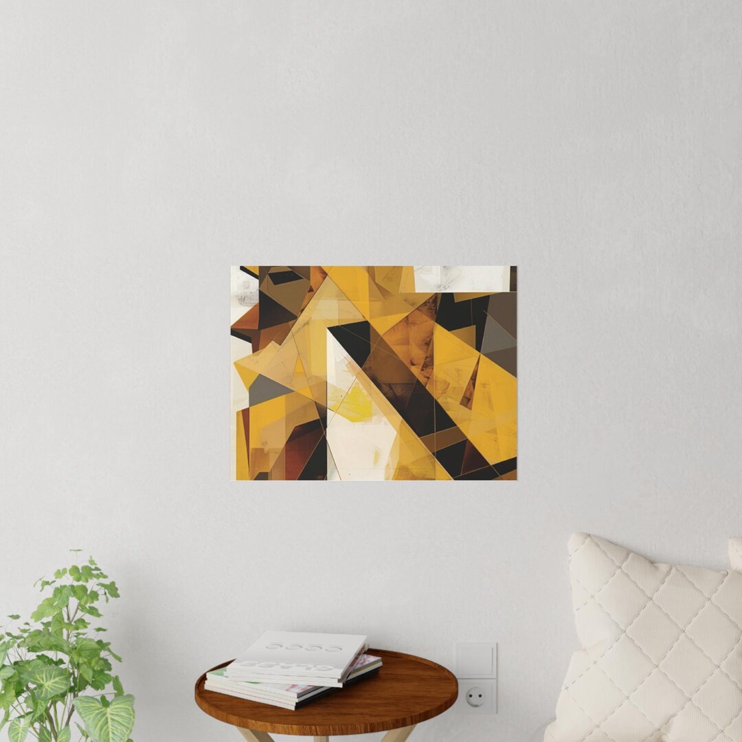 Image showcasing Mustard Cubism Wall Decals, Digital Art Decal, Peel and Stick Wall ...