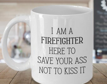 Firefighter coffee mug, gift idea for fire officer, funny novelty cup fireman firewoman, fire chief graduation appreciation birthday