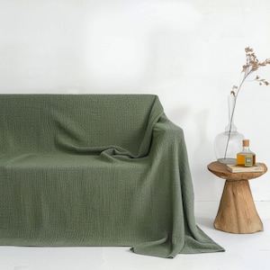 Natural Linen Sofa Cover & Couch Cover/Linen Couch Throw/Custom Size and Color Linen Sofa Cover/Stonewashed Linen Slipcover/Christmas Decor