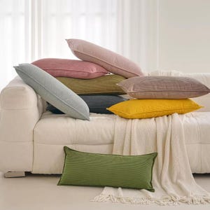 Funda de almohada lumbar de pana, funda de cojín larga acanalada, decoración moderna para sofá.