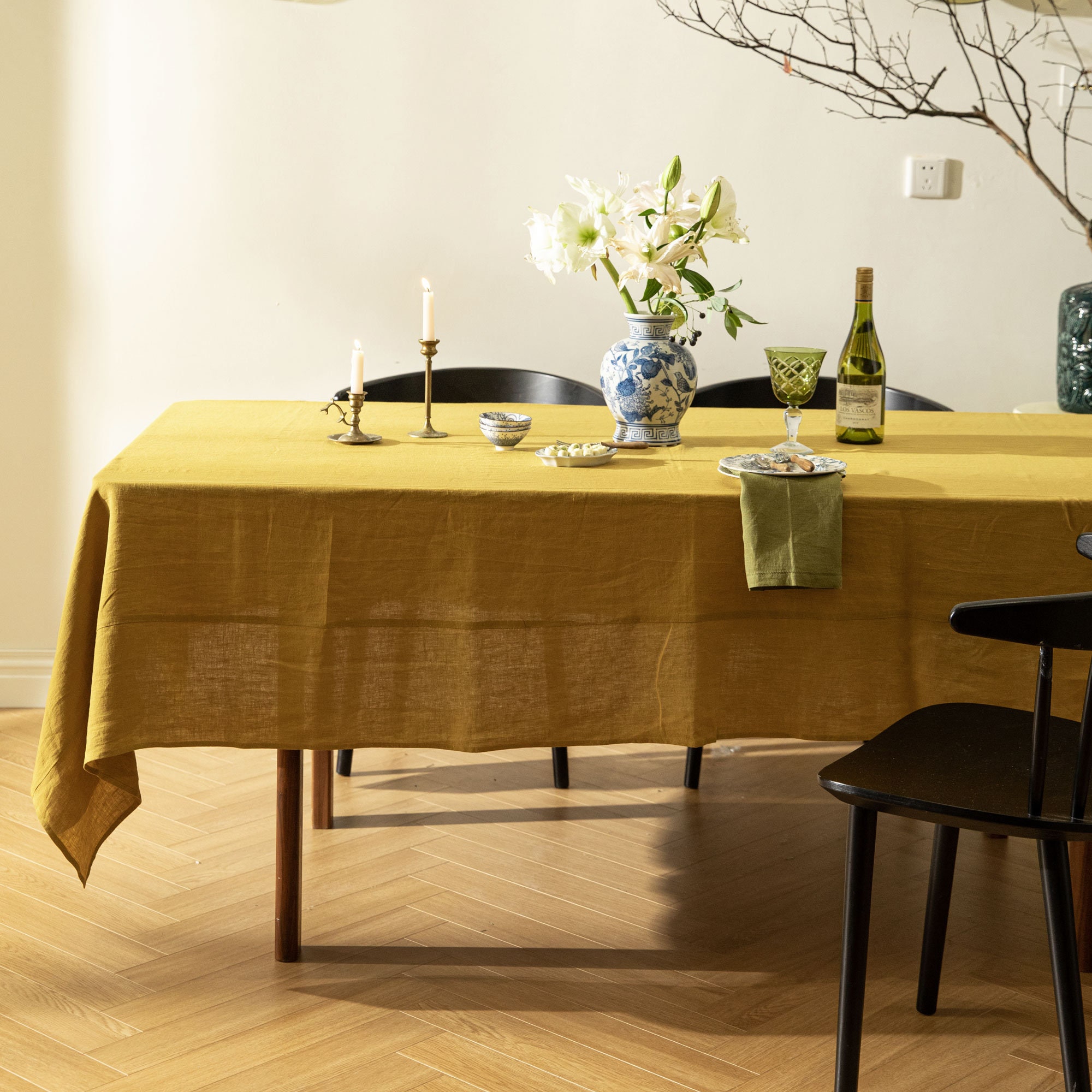 Ginger Yellow Tablecloth Washed Soft Linen Tablecloth Custom Size Dining Tablecloth Stonewashed Table Cover Fabric Tablecloth Extra Large