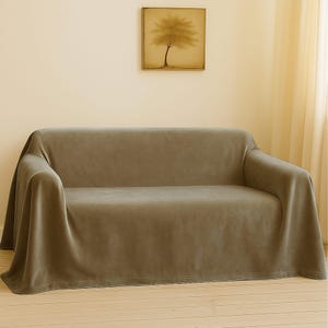 Minimalist Style Velvet Sofa Cover, Handmade Couch Throw in Multiple Colors, Pet Friendly Sofa Protector, Custom Size, Trendy Home Decor