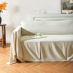 Textured Ivory Corduroy Sofa Cover, Minimalist Home Decor, Durable Furniture Protector, Living Room Refresh, Perfect Home Gift